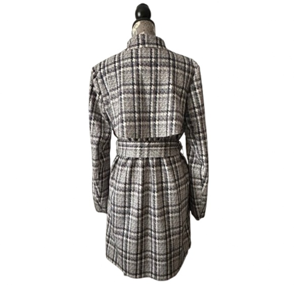 NWT Solitaire Women's Women's XL Gray Black Tan Sleeved Open Front Belted Coat - Picture 4 of 15